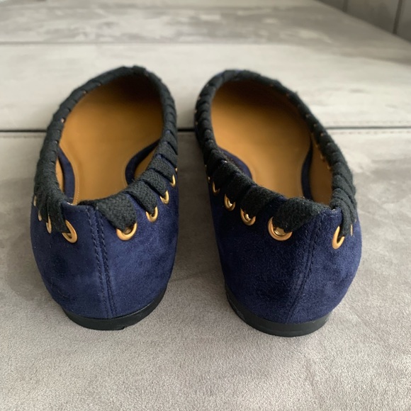 NWT CHLOE Dark Blue/Black Suede Grommet Flats size Eur 36 - Picture 5 of 13